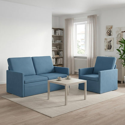 vidaXL Sofa Set 2 pcs Blue Corduroy Fabric