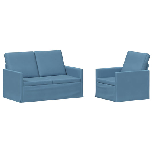 vidaXL Sofa Set 2 pcs Blue Corduroy Fabric