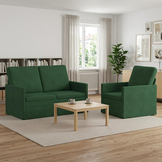 vidaXL Sofa Set 2 pcs Jungle Green Corduroy Fabric