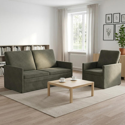 vidaXL Sofa Set 2 pcs Light Grey Corduroy Fabric