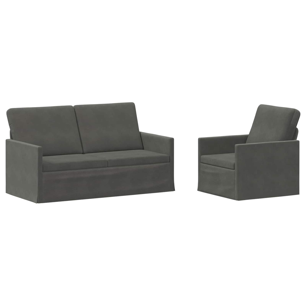 vidaXL Sofa Set 2 pcs Dark Grey Corduroy Fabric