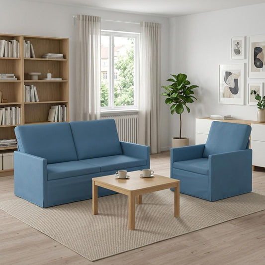vidaXL Sofa Set 2 pcs Blue Corduroy Fabric
