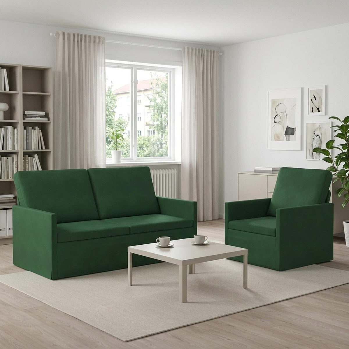 vidaXL Sofa Set 2 pcs Jungle Green Corduroy Fabric