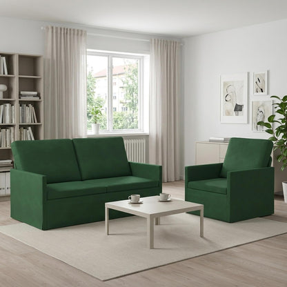 vidaXL Sofa Set 2 pcs Jungle Green Corduroy Fabric