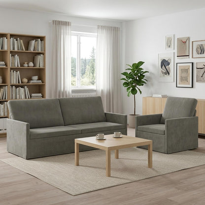 vidaXL Sofa Set 2 pcs Light Grey Corduroy Fabric