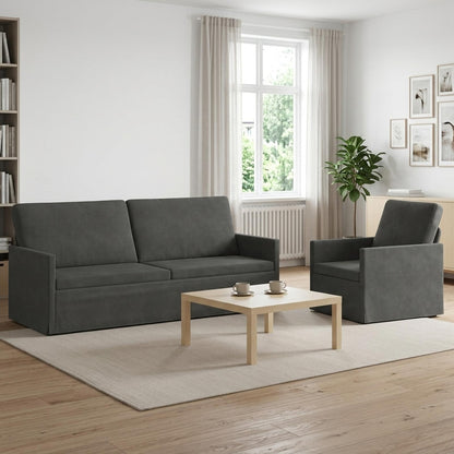 vidaXL Sofa Set 2 pcs Dark Grey Corduroy Fabric
