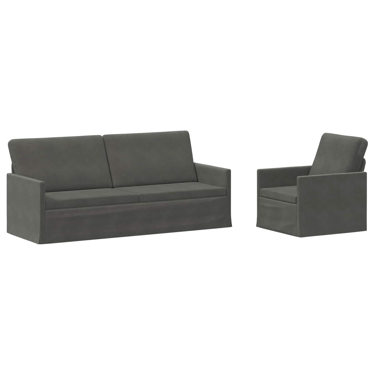 vidaXL Sofa Set 2 pcs Dark Grey Corduroy Fabric