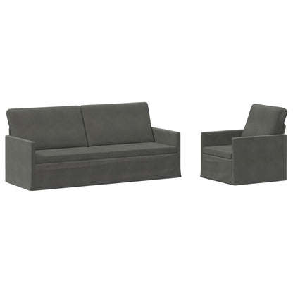 vidaXL Sofa Set 2 pcs Dark Grey Corduroy Fabric