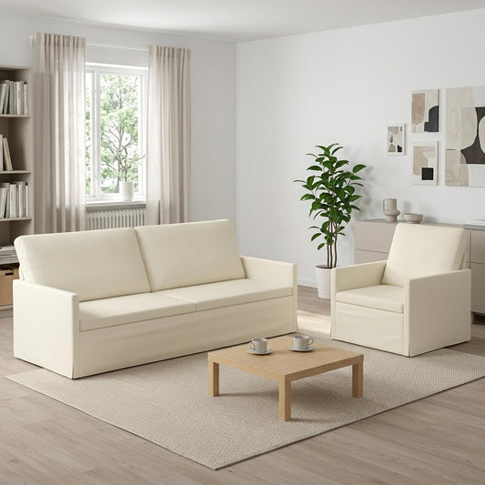 vidaXL Sofa Set 2 pcs Cream Corduroy Fabric