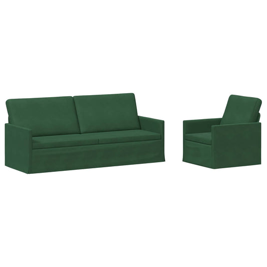 vidaXL Sofa Set 2 pcs Jungle Green Corduroy Fabric