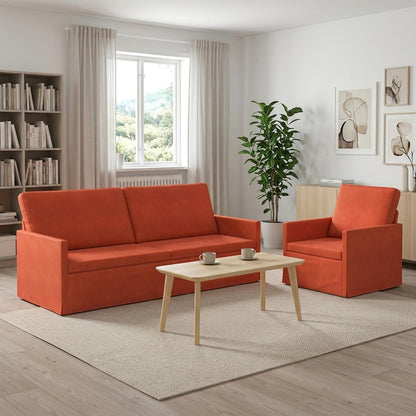 vidaXL Sofa Set 2 pcs Red Orange Corduroy Fabric