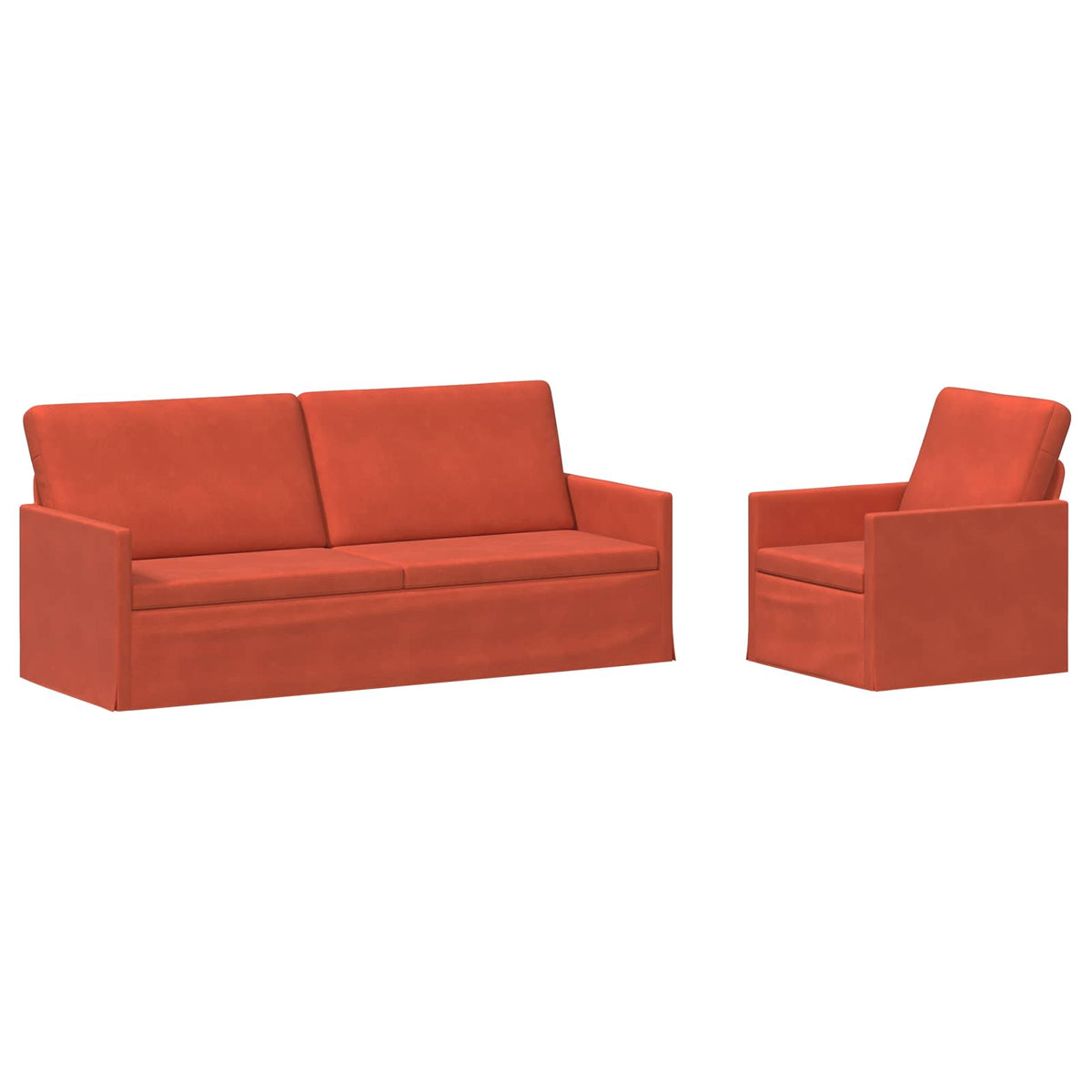 vidaXL Sofa Set 2 pcs Red Orange Corduroy Fabric