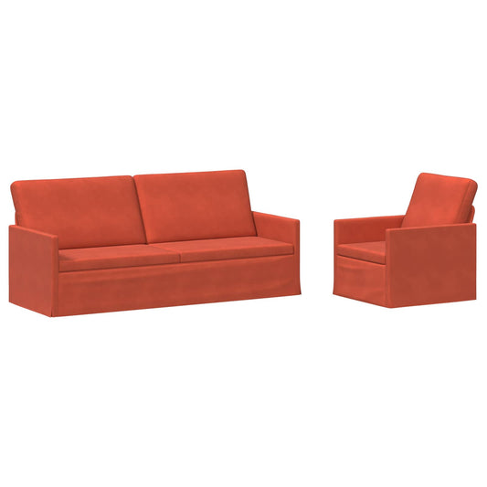vidaXL Sofa Set 2 pcs Red Orange Corduroy Fabric