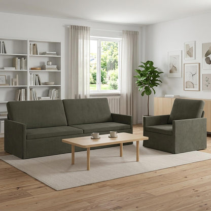 vidaXL Sofa Set 2 pcs Light Grey Corduroy Fabric