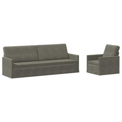 vidaXL Sofa Set 2 pcs Light Grey Corduroy Fabric