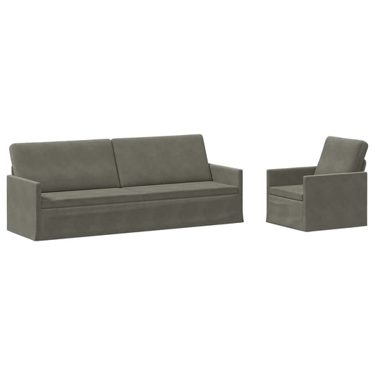 vidaXL Sofa Set 2 pcs Light Grey Corduroy Fabric