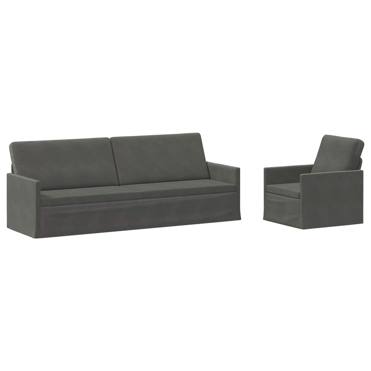 vidaXL Sofa Set 2 pcs Dark Grey Corduroy Fabric