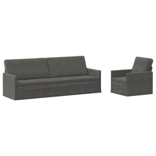 vidaXL Sofa Set 2 pcs Dark Grey Corduroy Fabric