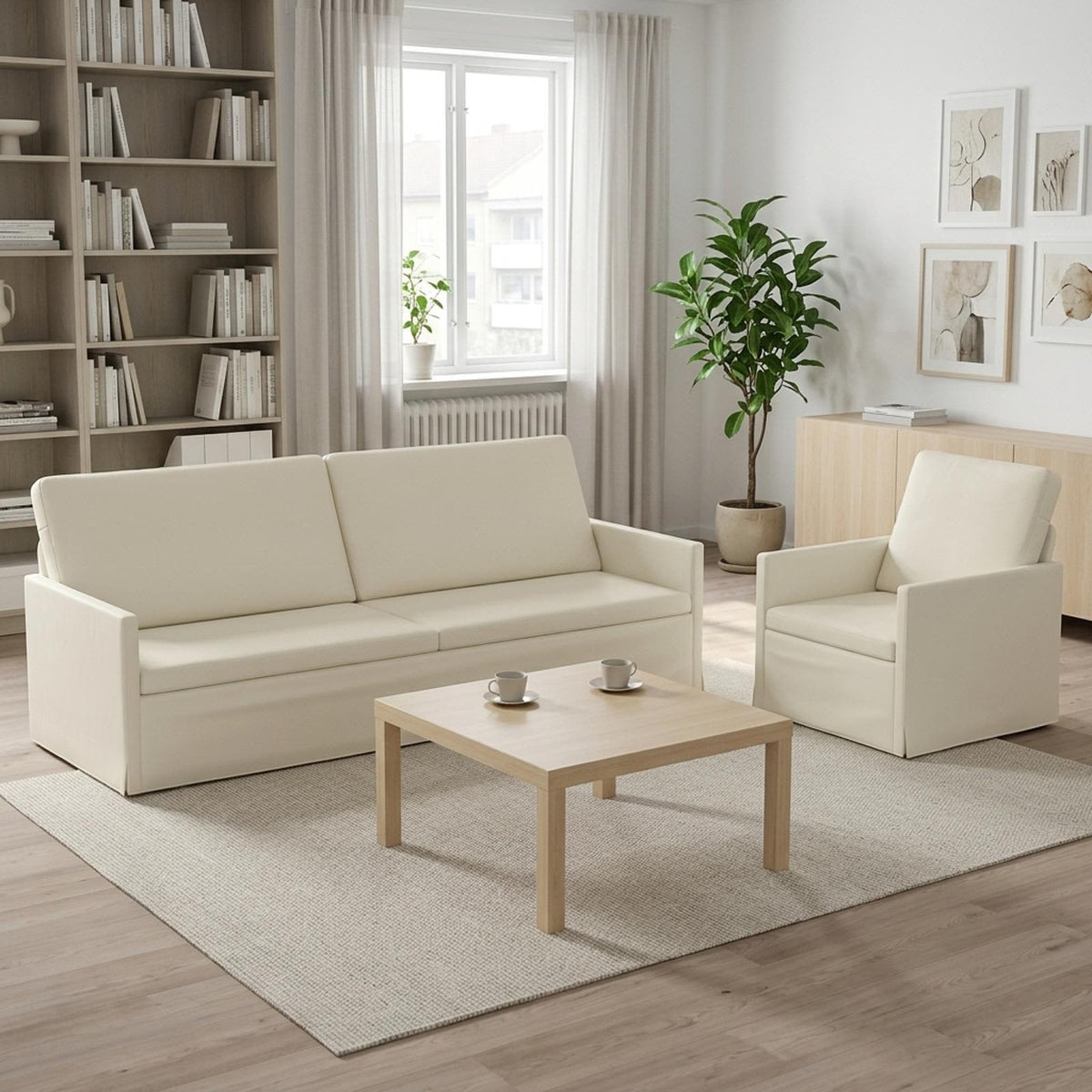 vidaXL Sofa Set 2 pcs Cream Corduroy Fabric