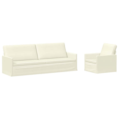 vidaXL Sofa Set 2 pcs Cream Corduroy Fabric
