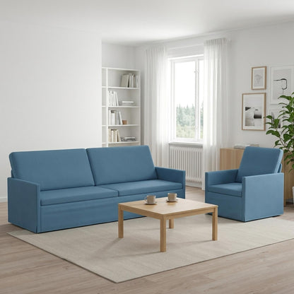 vidaXL Sofa Set 2 pcs Blue Corduroy Fabric