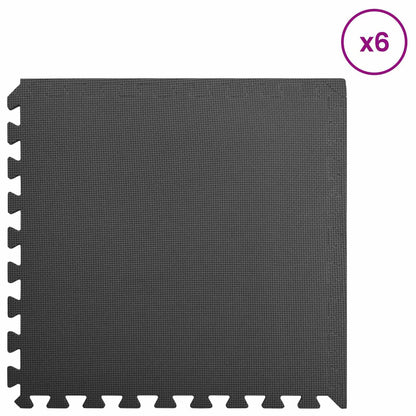 vidaXL Pool Ground Mat 6 pcs Black 2.16 ㎡ EVA Foam