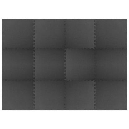vidaXL Pool Ground Mat 12 pcs Black 4.32 ㎡ EVA Foam