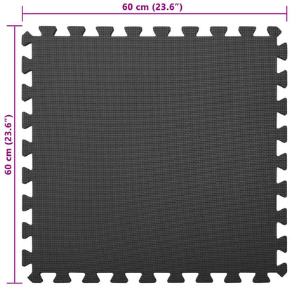 vidaXL Pool Ground Mat 12 pcs Black 4.32 ㎡ EVA Foam