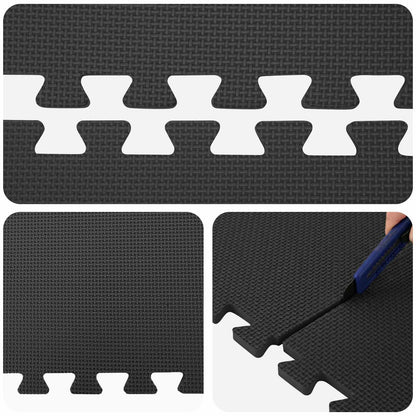 vidaXL Pool Ground Mat 50 pcs Black 18 m² EVA Foam