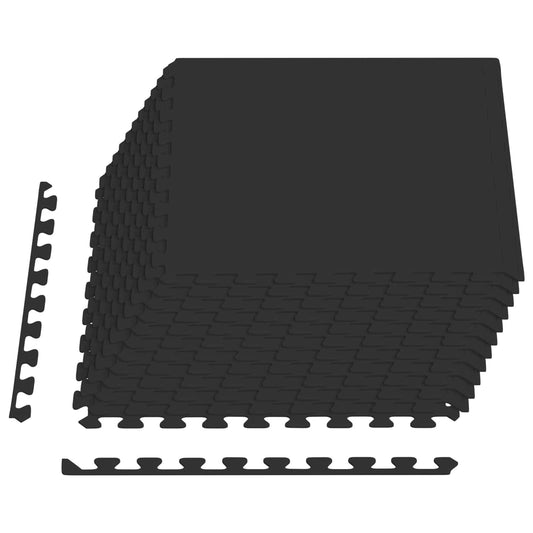 vidaXL Pool Ground Mat 12 pcs Black 4.32 m² EVA Foam