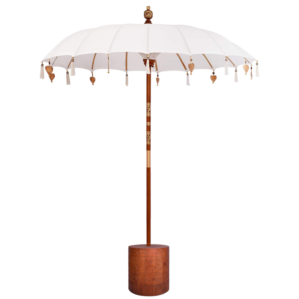 vidaXL Balinese Parasol with Base Round 190 x 190 x 295 cm