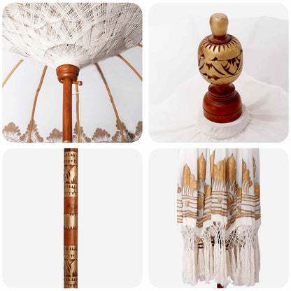 vidaXL Balinese Parasol with Base 2 pcs Cream