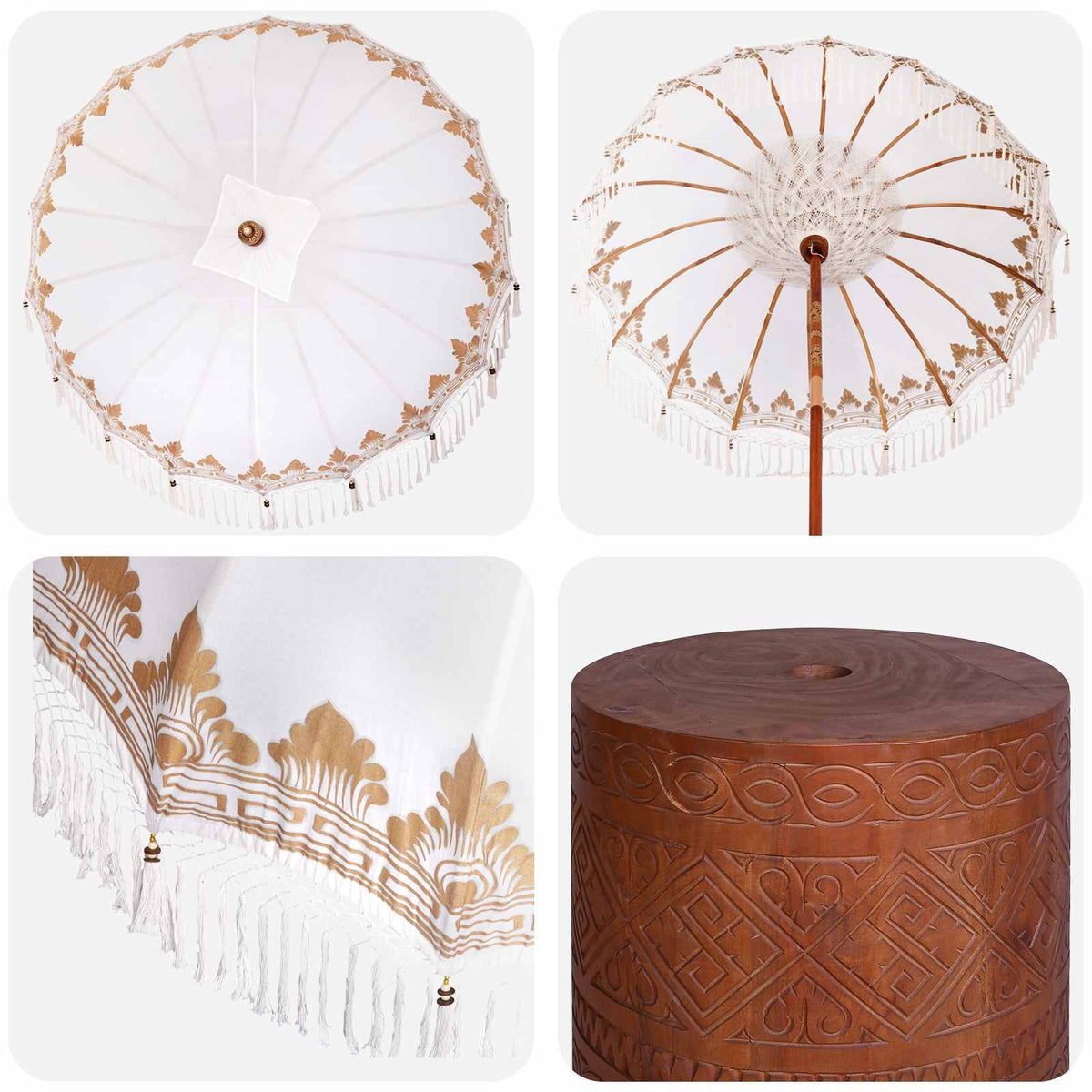 vidaXL Balinese Parasol with Base 2 pcs Cream