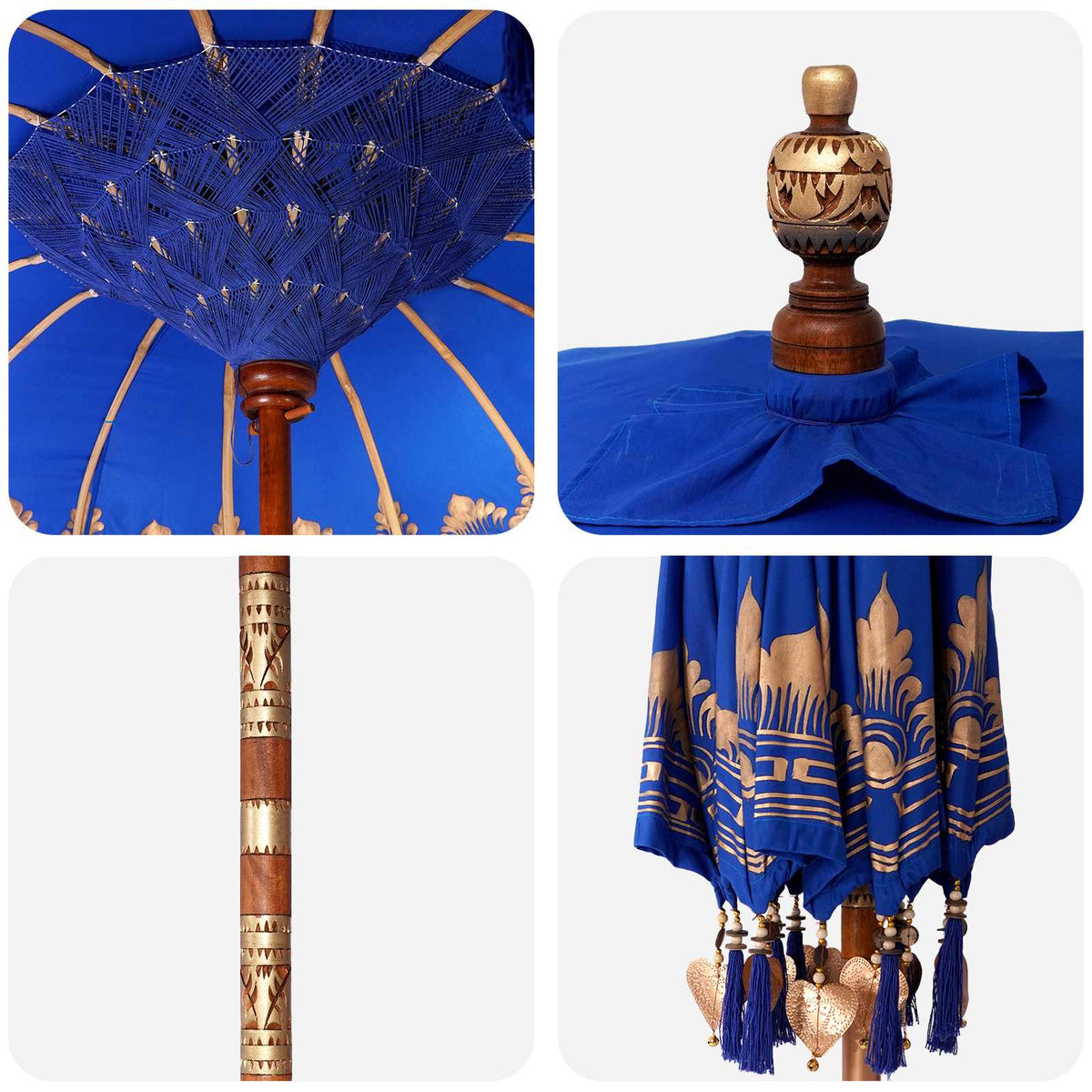 vidaXL Balinese Parasol with Base 2 pcs Blue