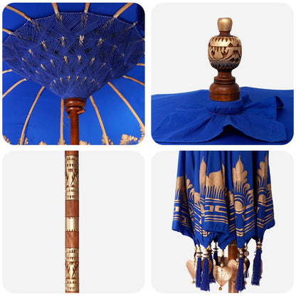 vidaXL Balinese Parasol with Base 2 pcs Blue