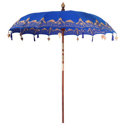 vidaXL Balinese Parasol with Base 2 pcs Blue