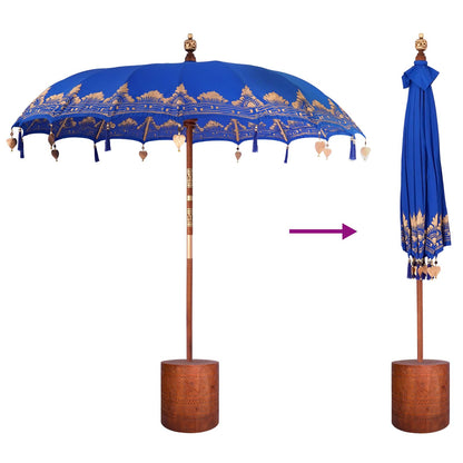 vidaXL Balinese Parasol with Base 2 pcs Blue