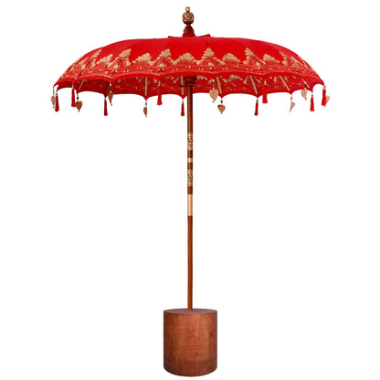 vidaXL Balinese Parasol with Base 260 190 x 190 x 295 cm Red and Brown
