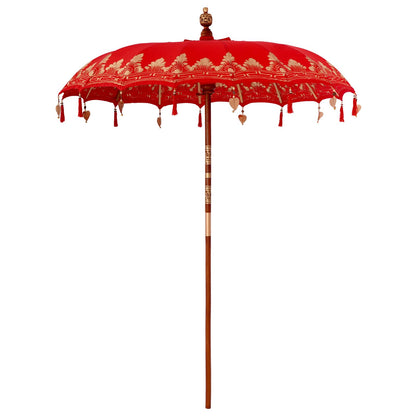 vidaXL Balinese Parasol with Base 260 190 x 190 x 295 cm Red and Brown