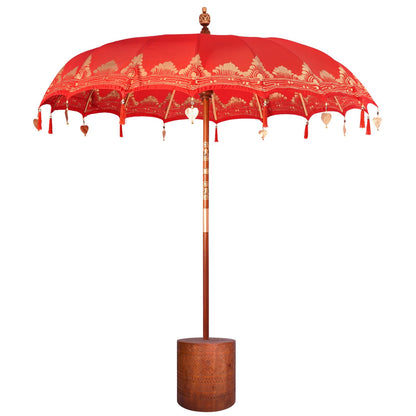 vidaXL Balinese Parasol with Base 260 220 x 220 x 295 cm Red and Brown