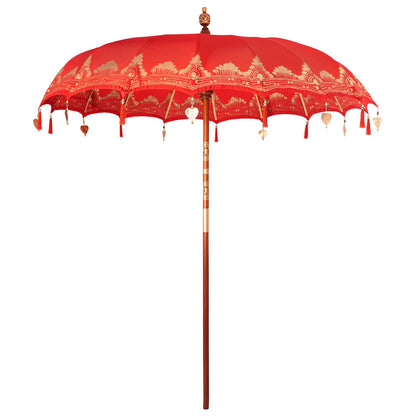 vidaXL Balinese Parasol with Base 260 220 x 220 x 295 cm Red and Brown