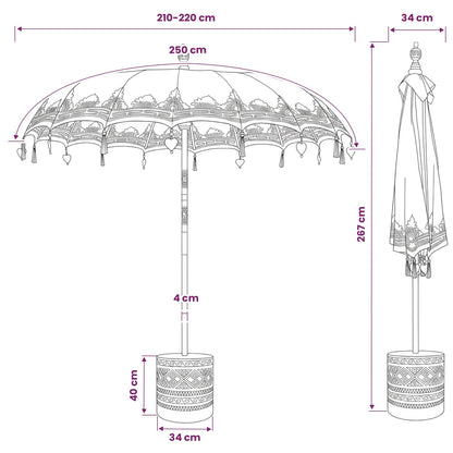 vidaXL Balinese Parasol with Base 260 220 x 220 x 295 cm Red and Brown