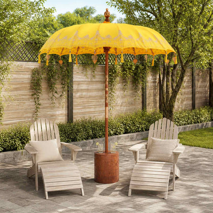 vidaXL Balinese Parasol with Base 190 x 190 x 295 cm Yellow and Brown