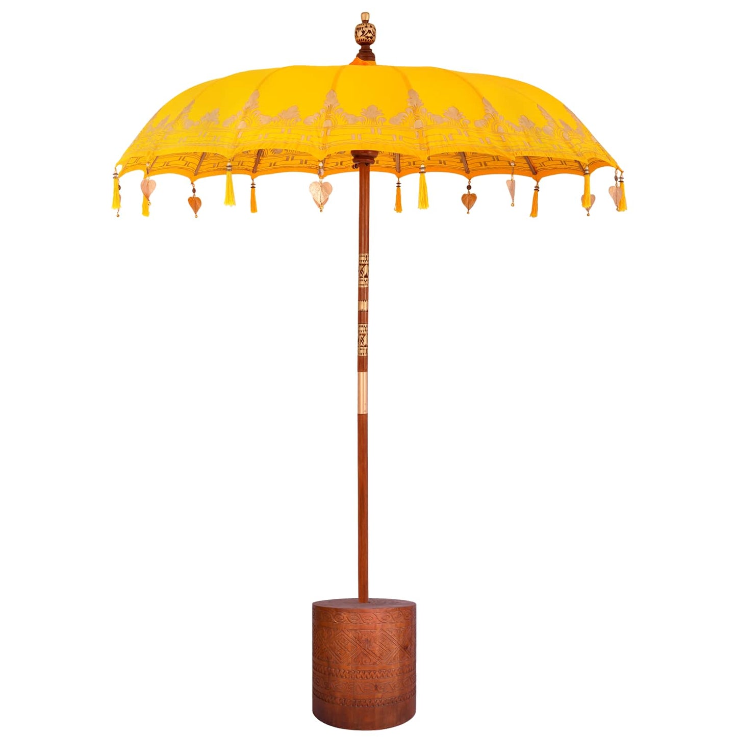 vidaXL Balinese Parasol with Base 190 x 190 x 295 cm Yellow and Brown