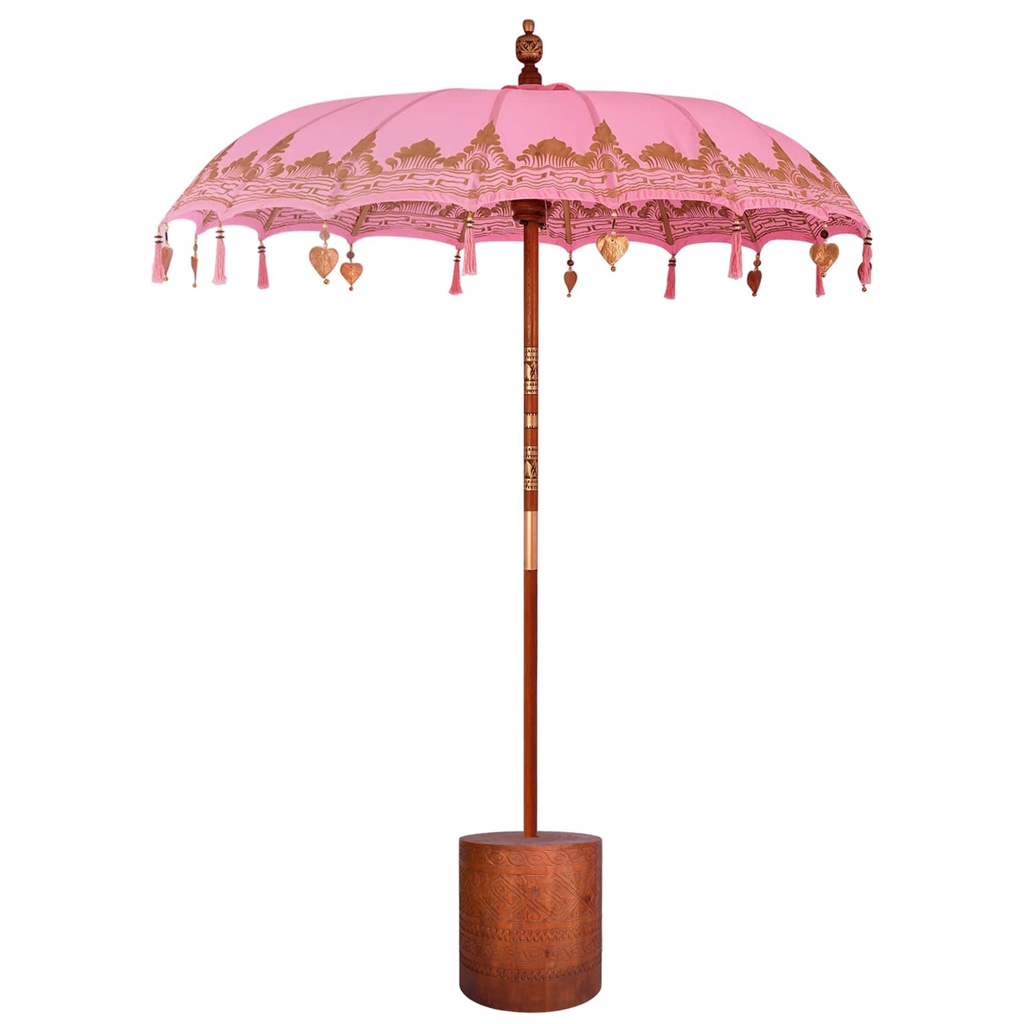 vidaXL Balinese Parasol with Base 2 pcs Pink