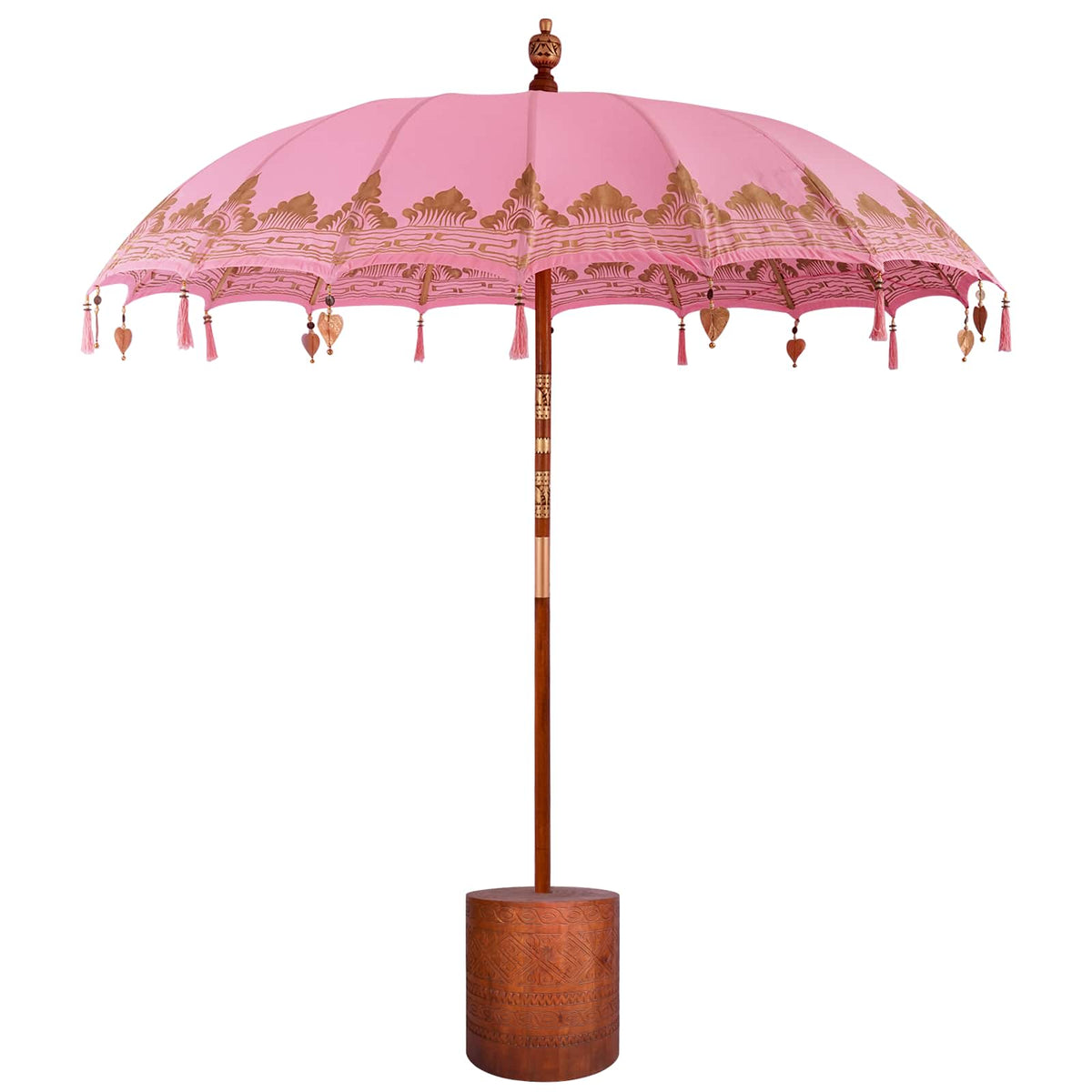 vidaXL Balinese Parasol with Base 2 pcs Pink