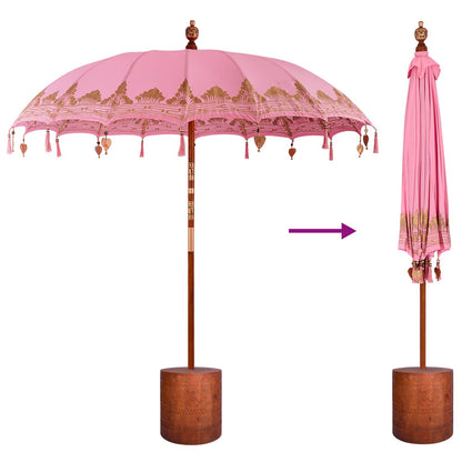 vidaXL Balinese Parasol with Base 2 pcs Pink