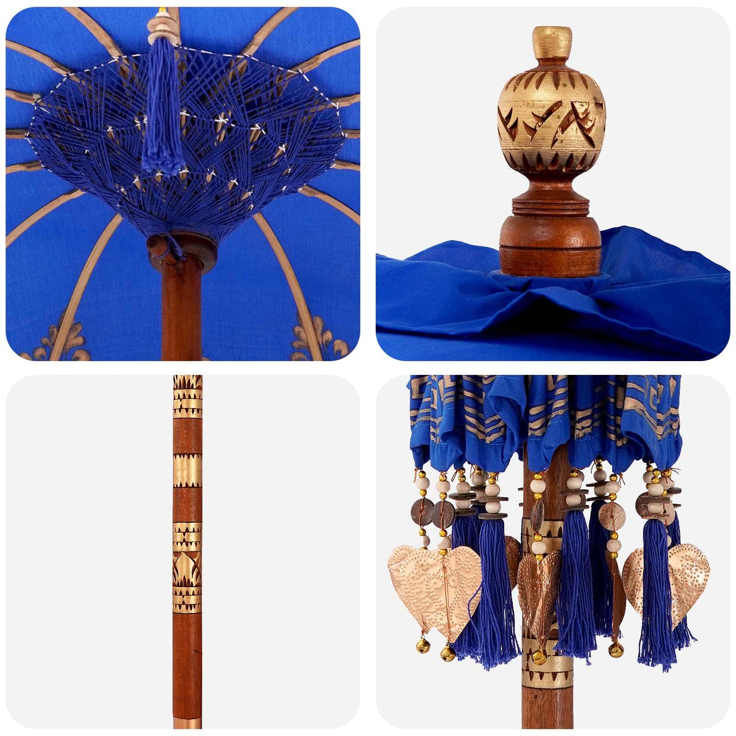 vidaXL Balinese Parasol with Base 2 pcs Blue