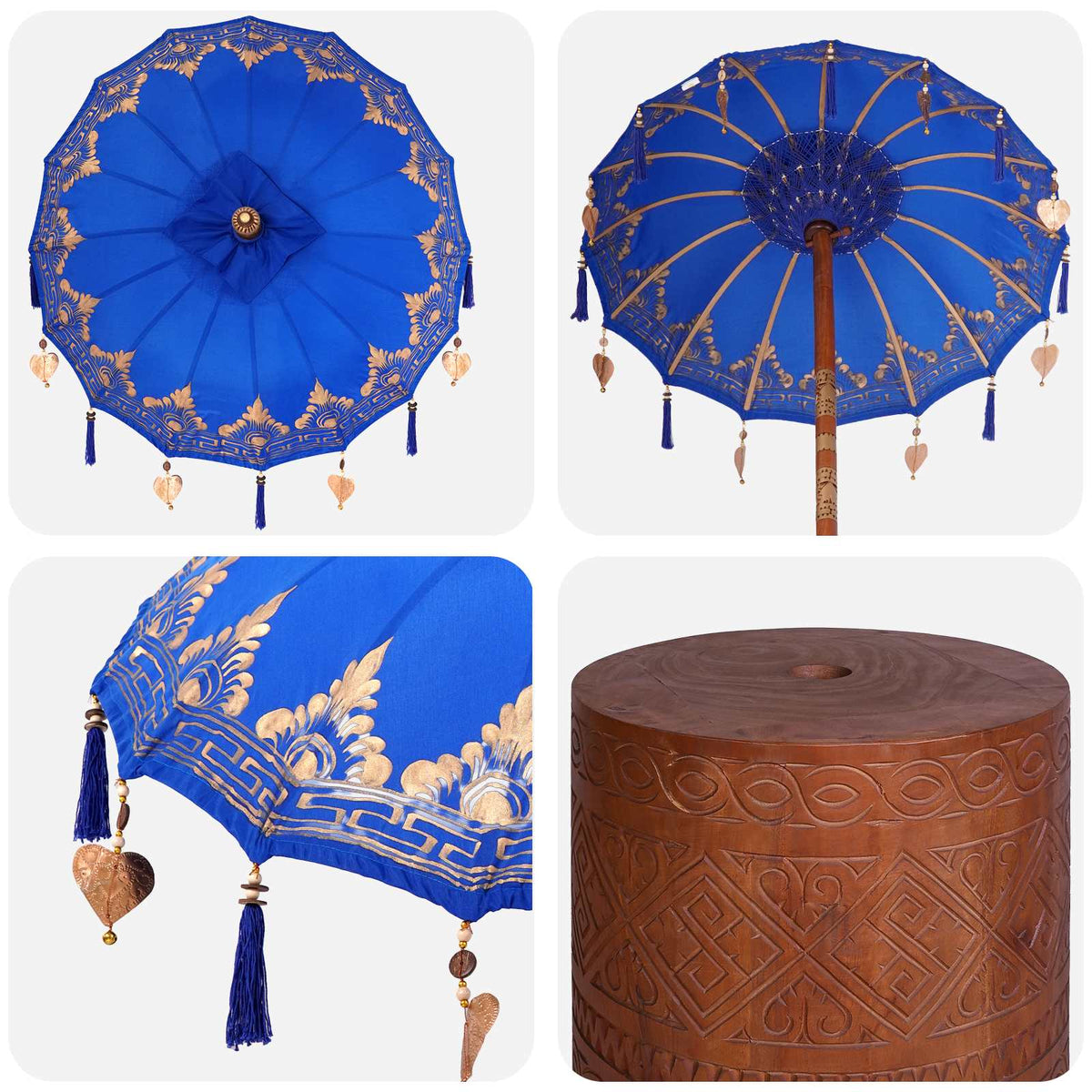 vidaXL Balinese Parasol with Base 2 pcs Blue