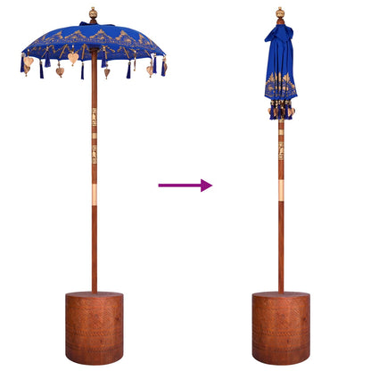 vidaXL Balinese Parasol with Base 2 pcs Blue